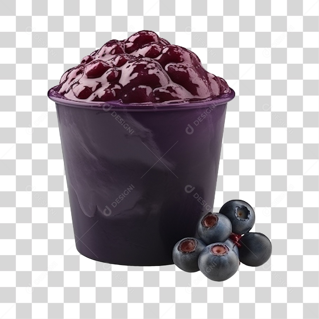 Açaí na Tigela com Mirtilo Fundo PNG Transparente
