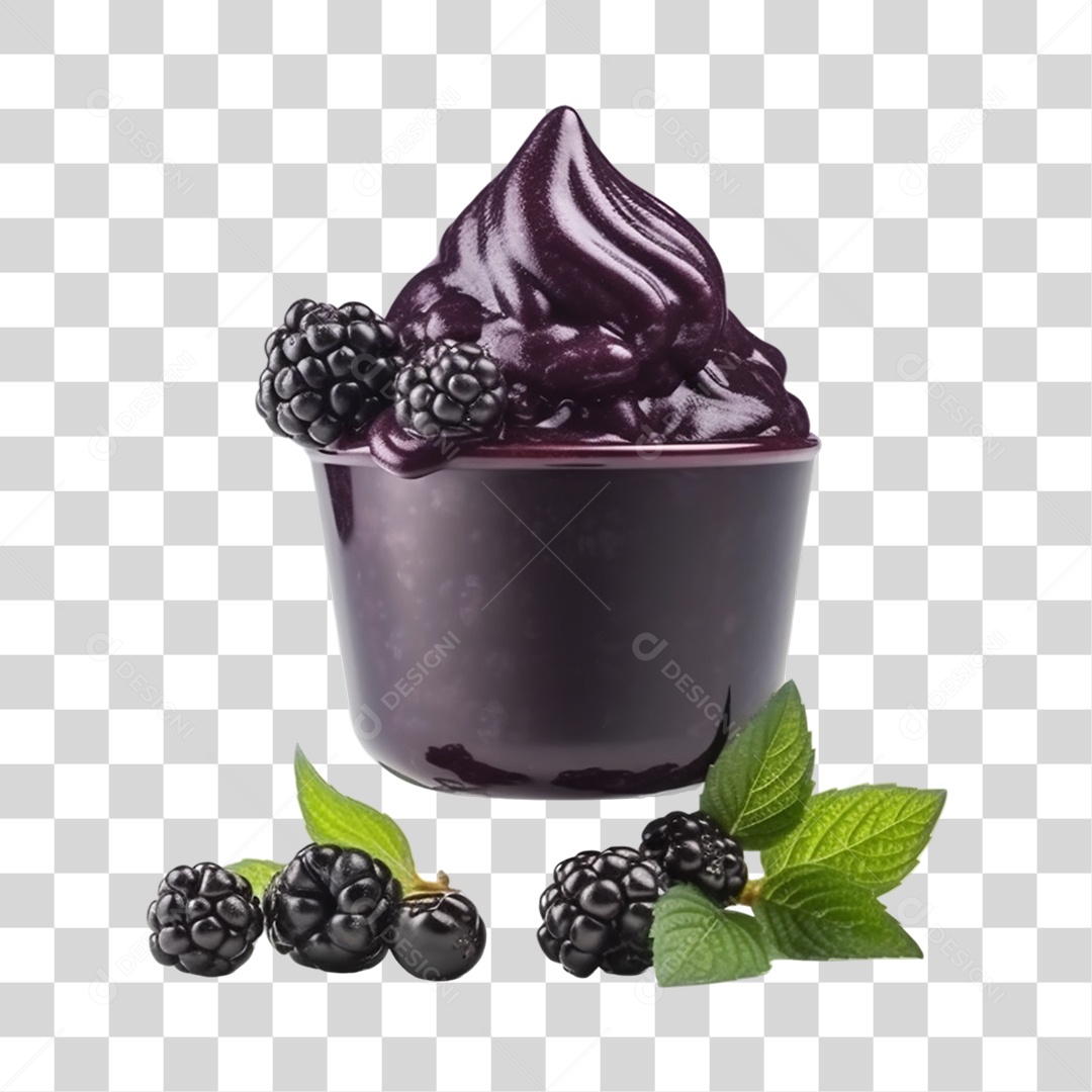 Açaí na Tigela com Amora Fundo PNG Transparente