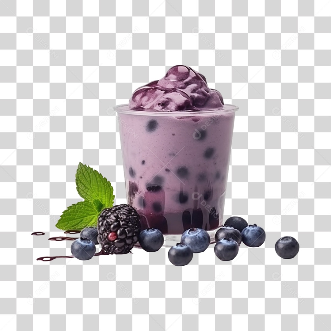 Açaí na Tigela com Mirtilo e Amora Fundo PNG Transparente