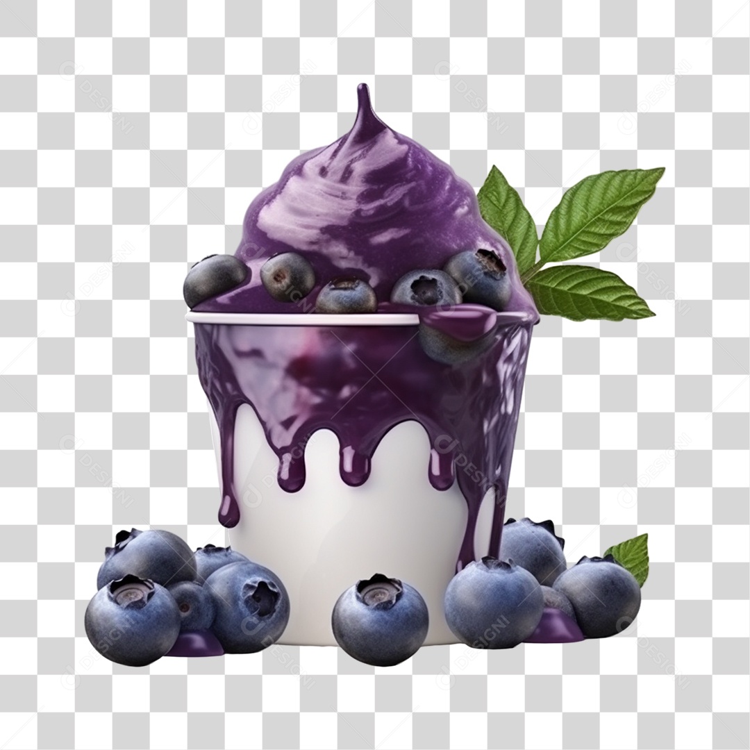 Açaí na Tigela com Mirtilo  Fundo PNG Transparente