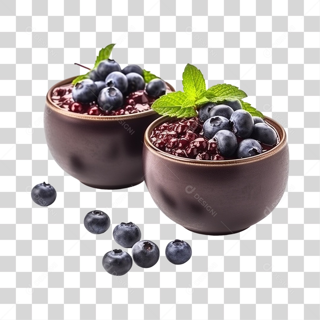 Açaí na Tigela com Mirtilo Fundo PNG Transparente