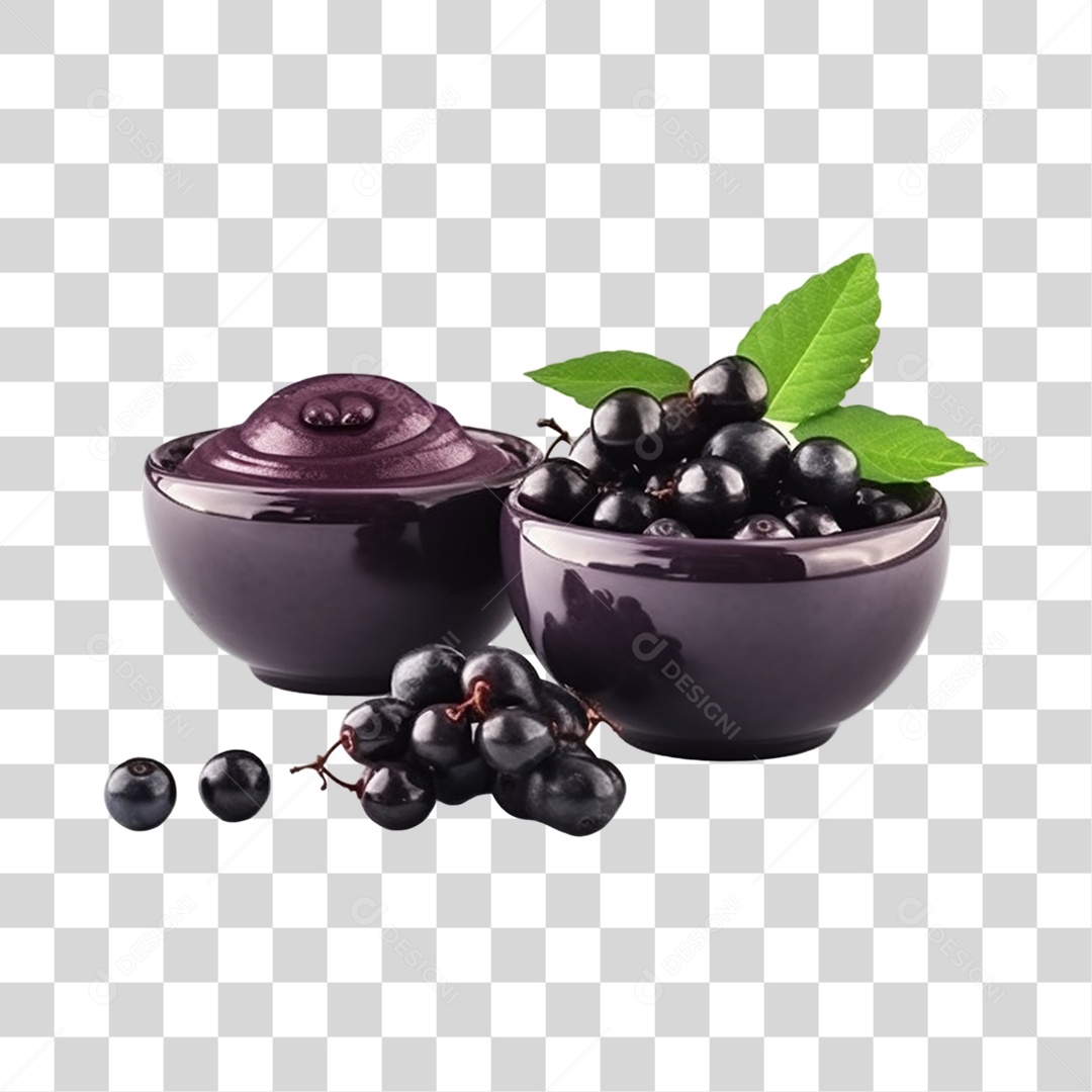 Açaí na Tigela com Mirtilo Fundo PNG Transparente