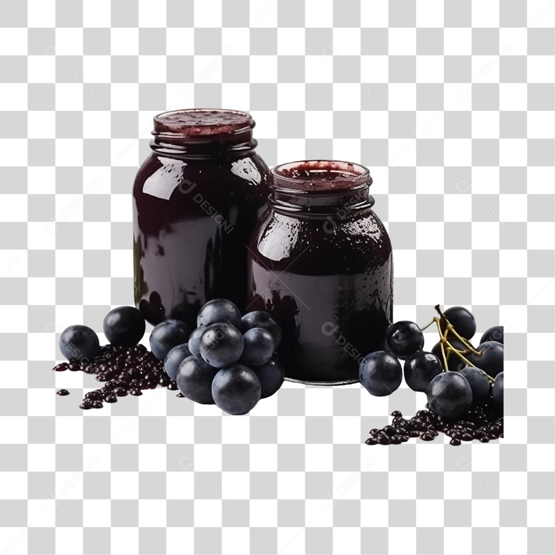 Açaí na Tigela com Mirtilo Fundo PNG Transparente
