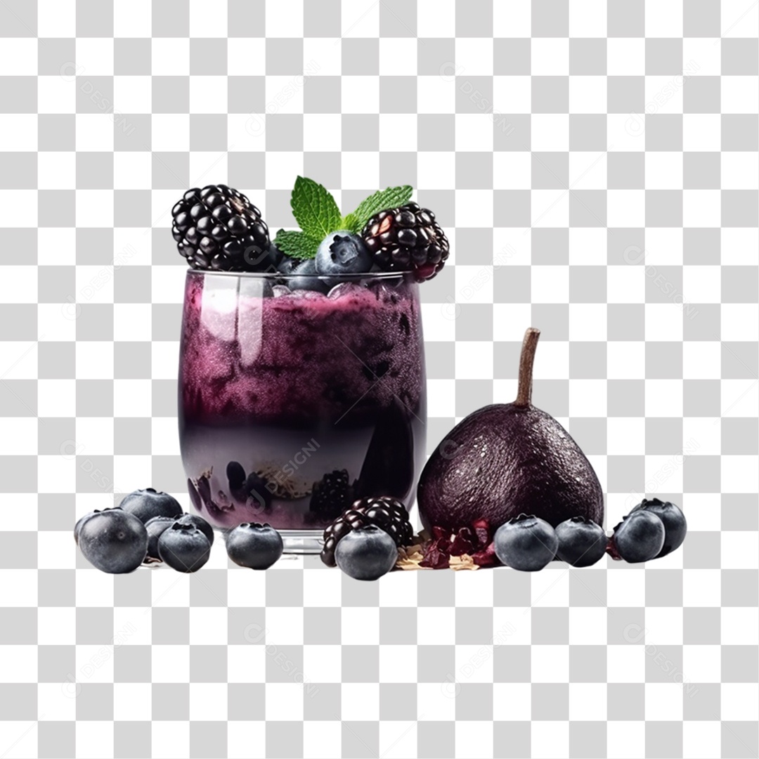 Açaí no Copo com Amora  Mirtilo e Figo Fundo PNG Transparente