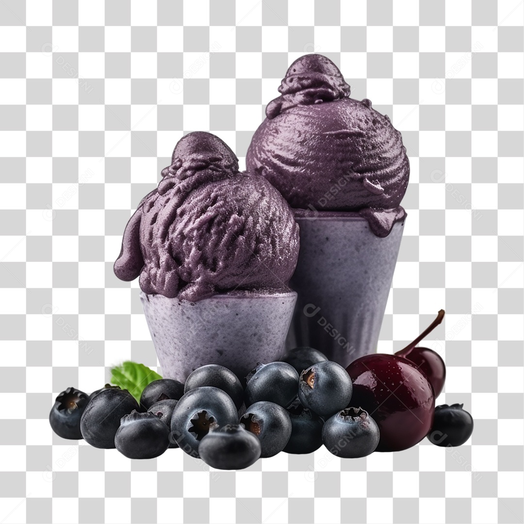 Açaí na Tigela Com Mirtilo Fundo PNG Transparente