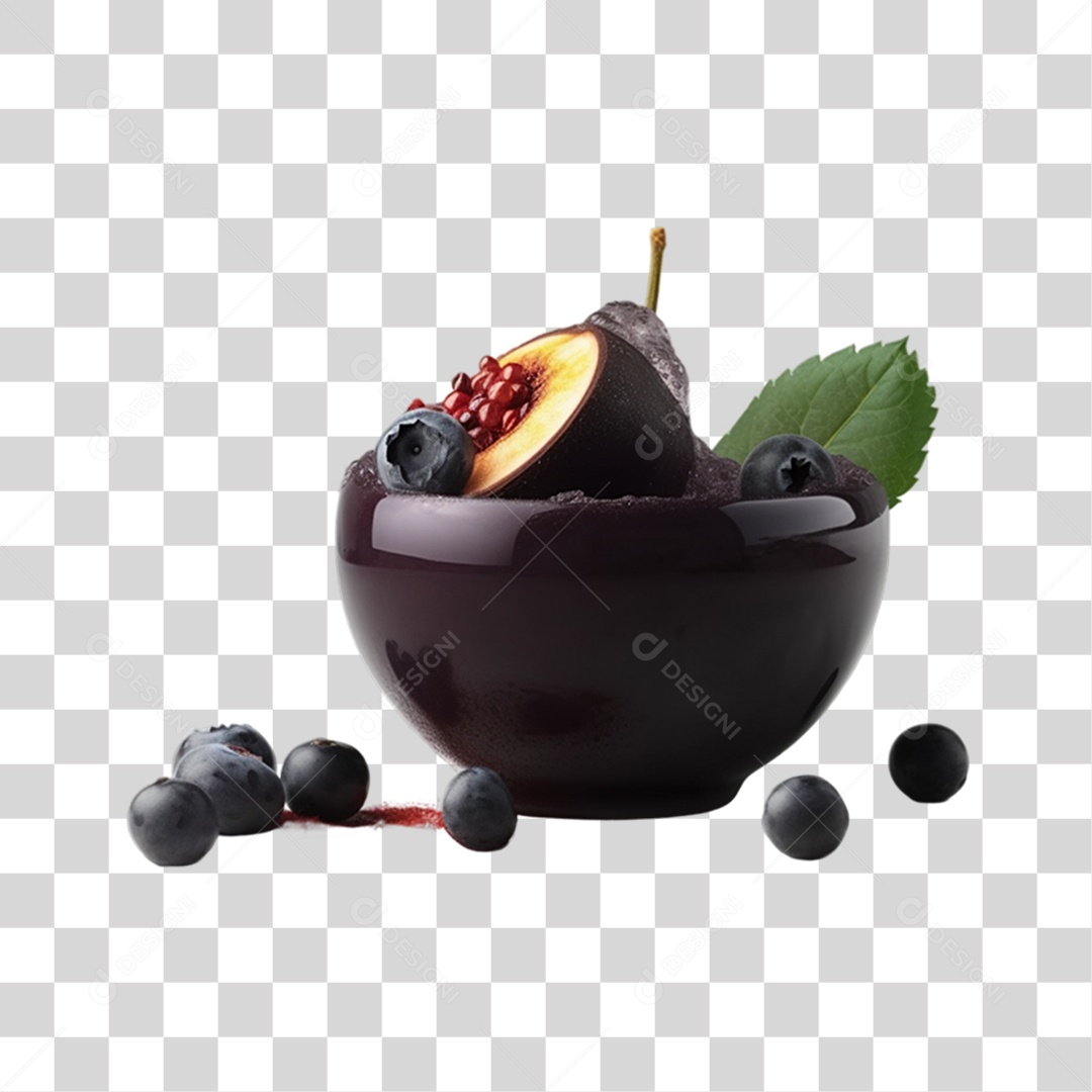 Açaí na Tigela com Mirtilo PNG Transparente