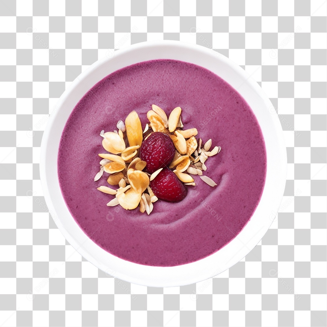Açaí na Tigela com Morango Fundo PNG Transparente