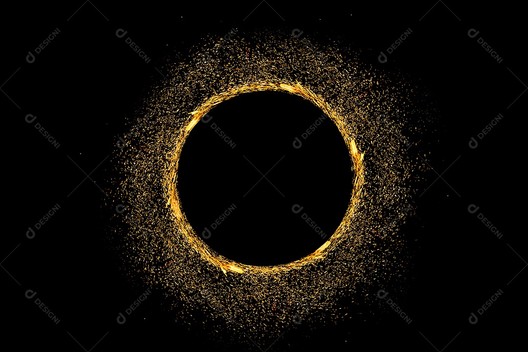 Moldura de luz circular em fundo preto