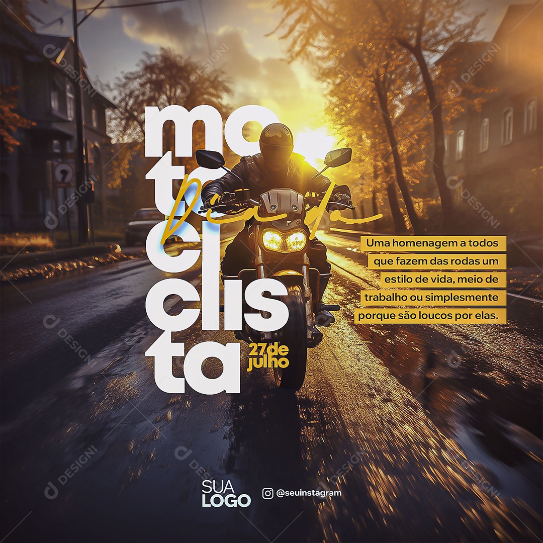 Social Media Dia Do Motociclista 27 de Julho PSD Editável