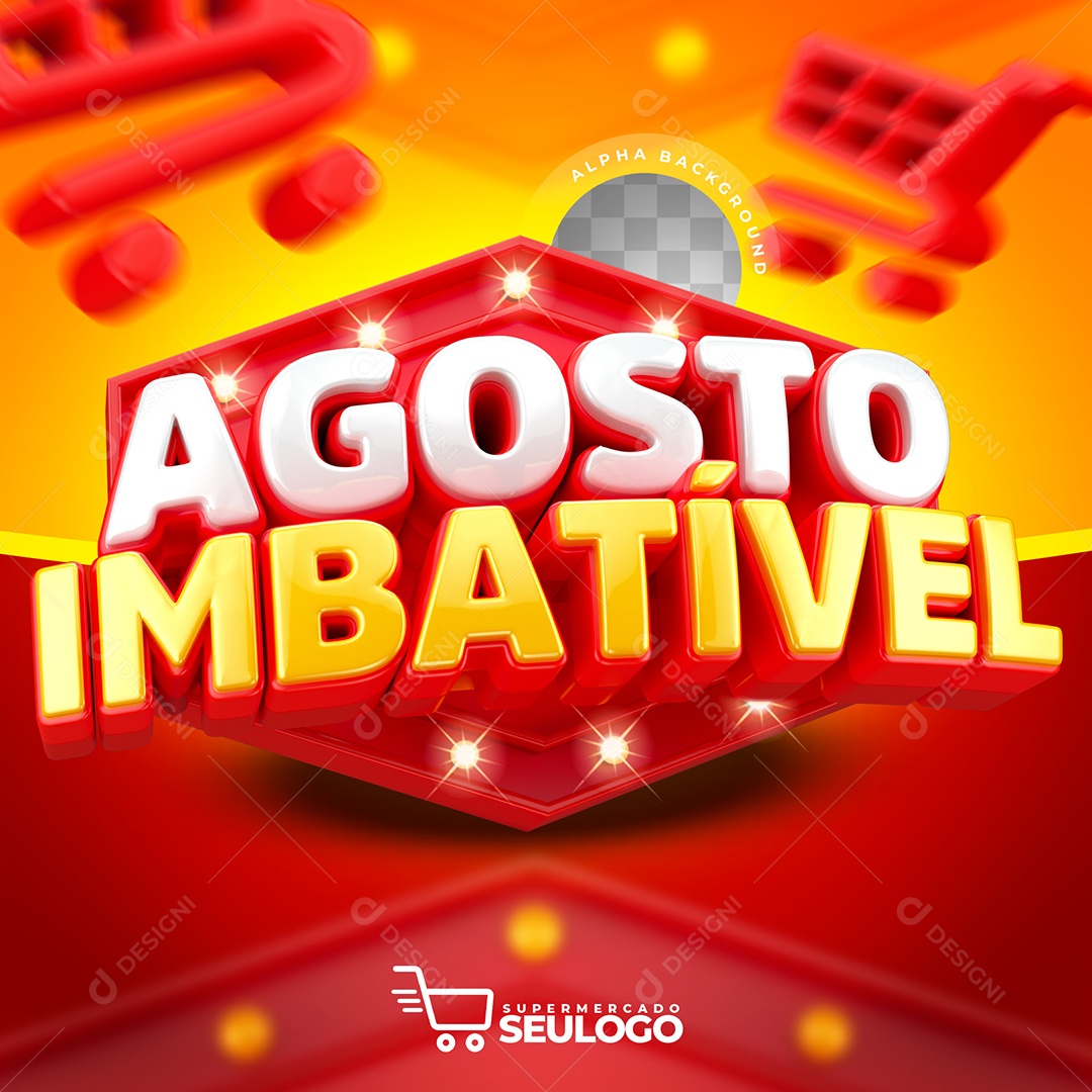 Agosto Imbatível Social Media 3D Composição PSD