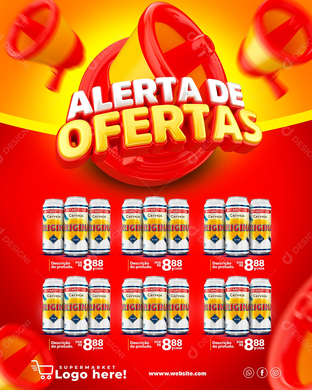 Alerta De Ofertas Encarte Cerveja Social Media Encarte PSD Editável