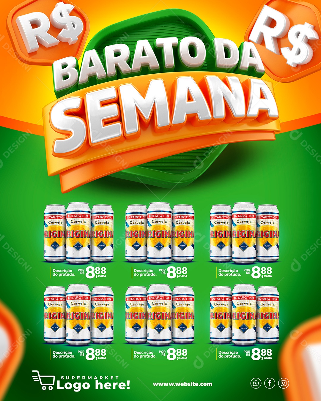 Barato da Semana Encarte Cerveja Social Media Encarte PSD Editável