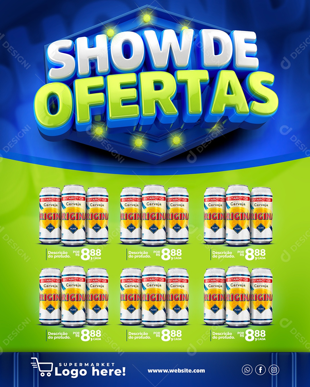 Encarte Show De Ofertas Encarte Cerveja Social Media Encarte PSD Editável