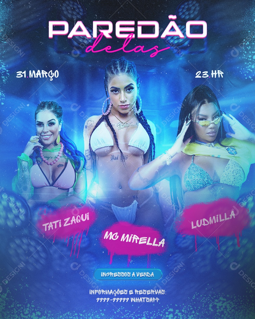 Flyer Paredão Delas Social Media PSD Editável