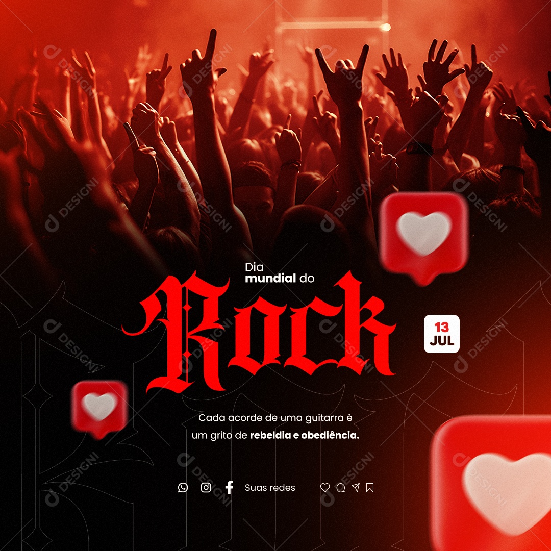 Dia Mundial Do Rock Cada Acorde De Uma Guitarra é Um Grito Social Media PSD Editável