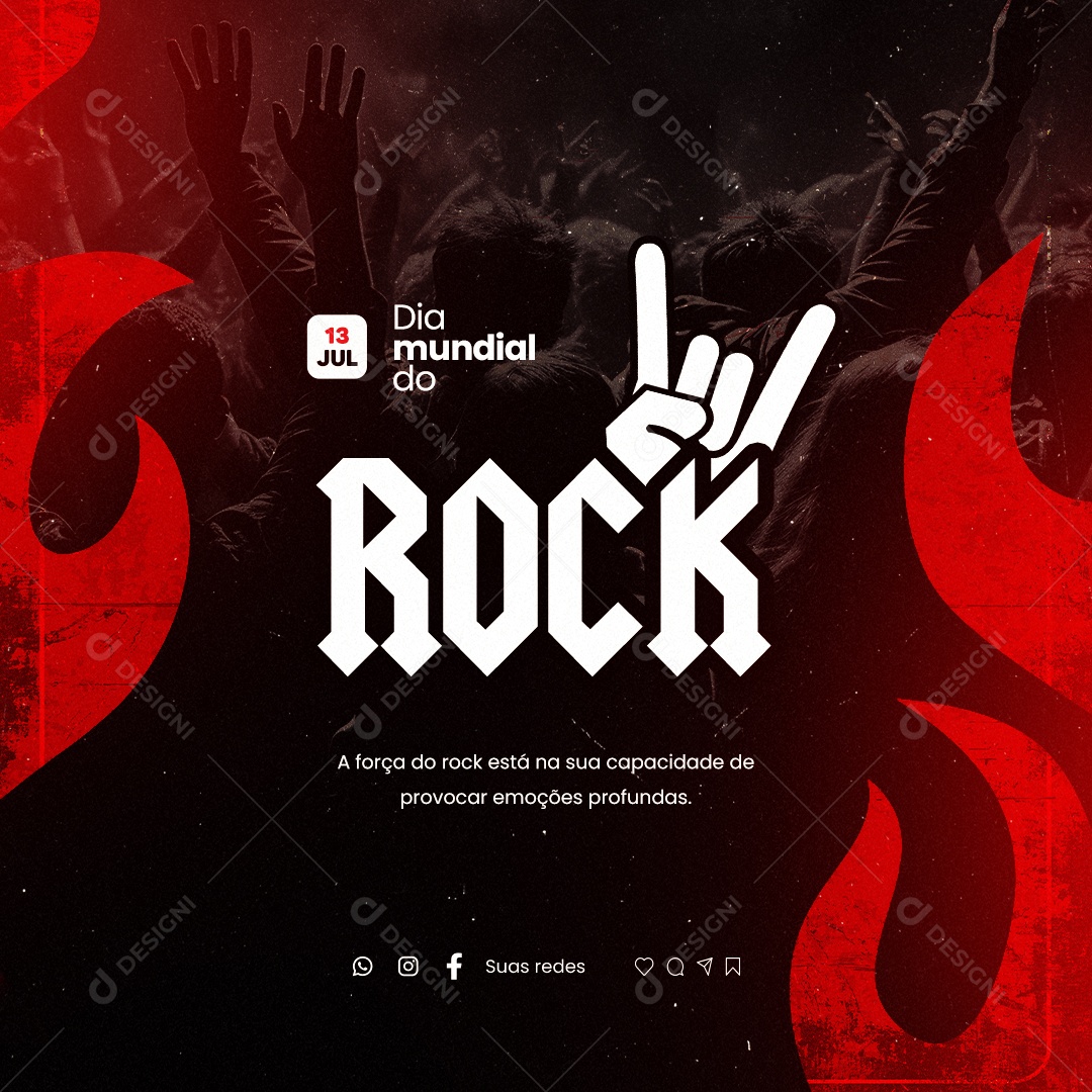 Social Media Dia Mundial Do Rock 13 De Julho Social Media PSD Editável