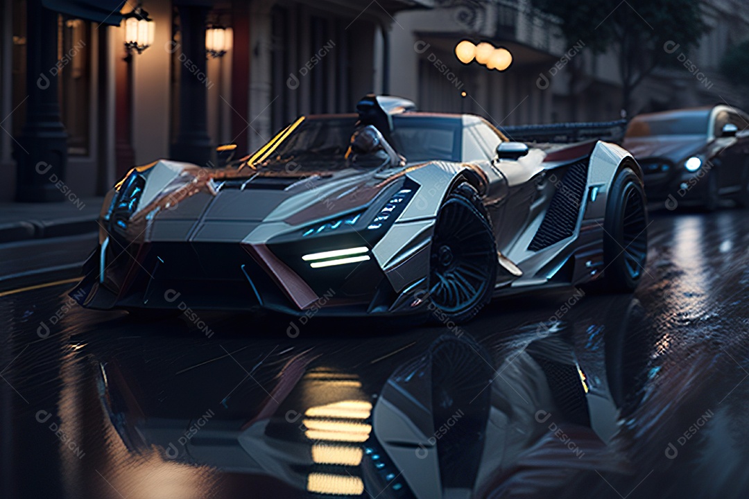 Cena de ação lindo carro dourado insano