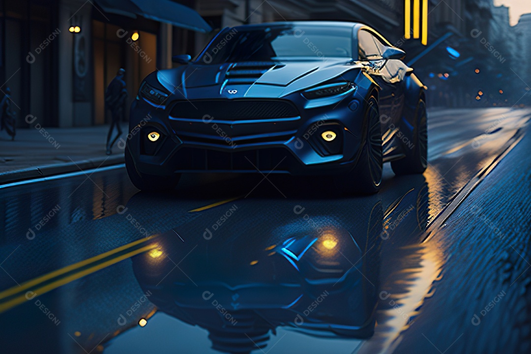 Cena de ação lindo carro dourado insano