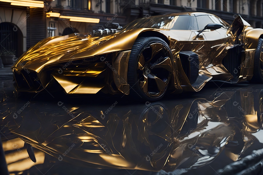 Cena de ação lindo carro listrado