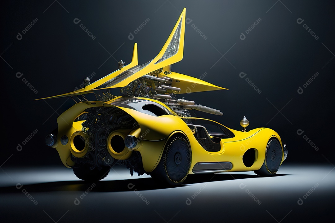 Grande plano de uma biomecânica mínima amarelo