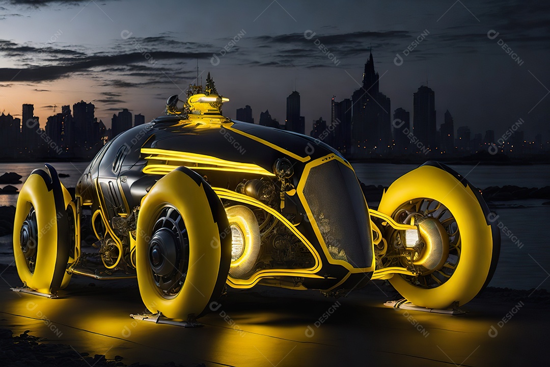 Grande plano de uma biomecânica mínima amarelo