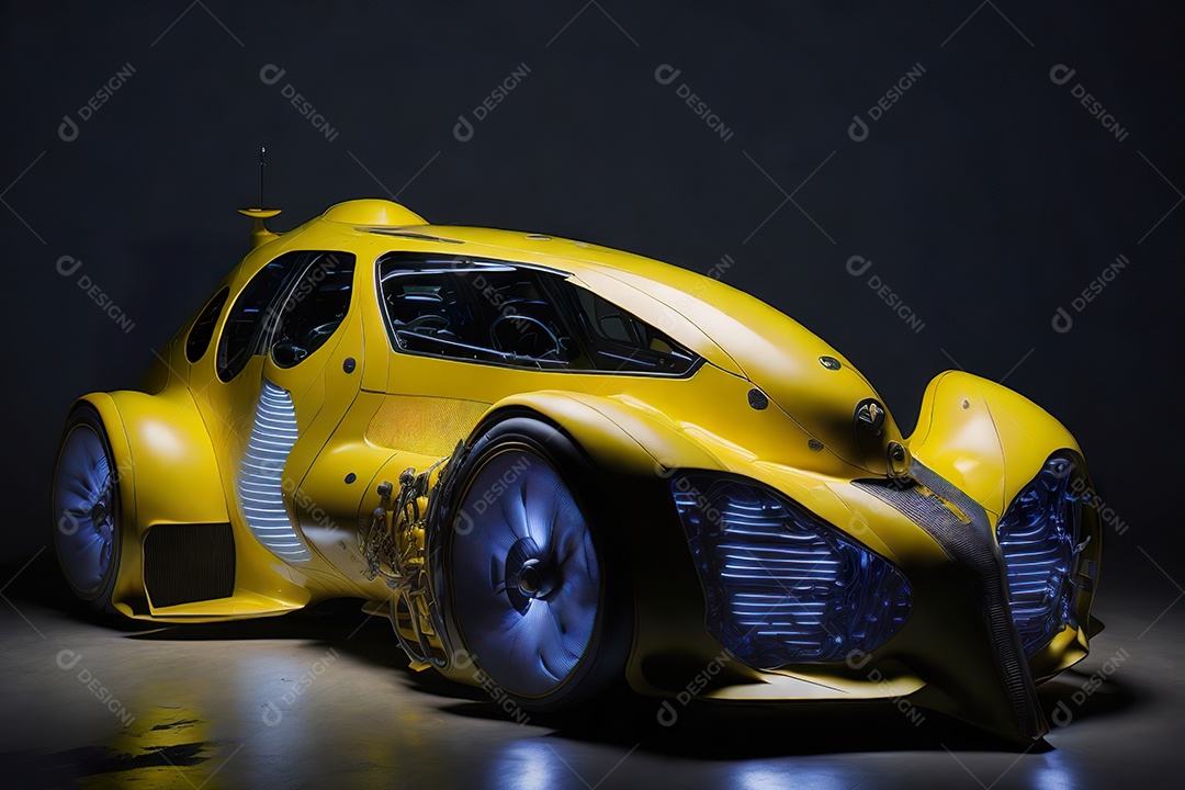 Grande plano de uma biomecânica mínima amarelo