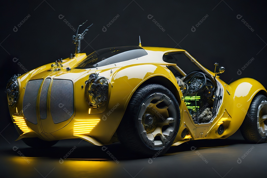 Grande plano de uma biomecânica mínima amarelo