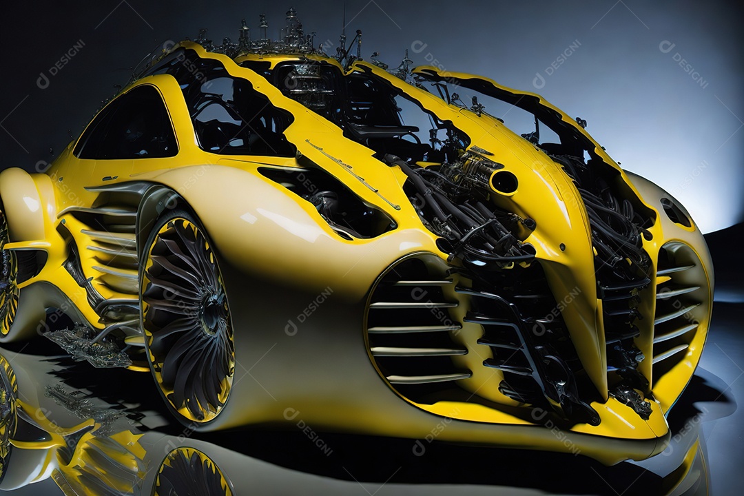 Grande plano de uma biomecânica mínima amarelo