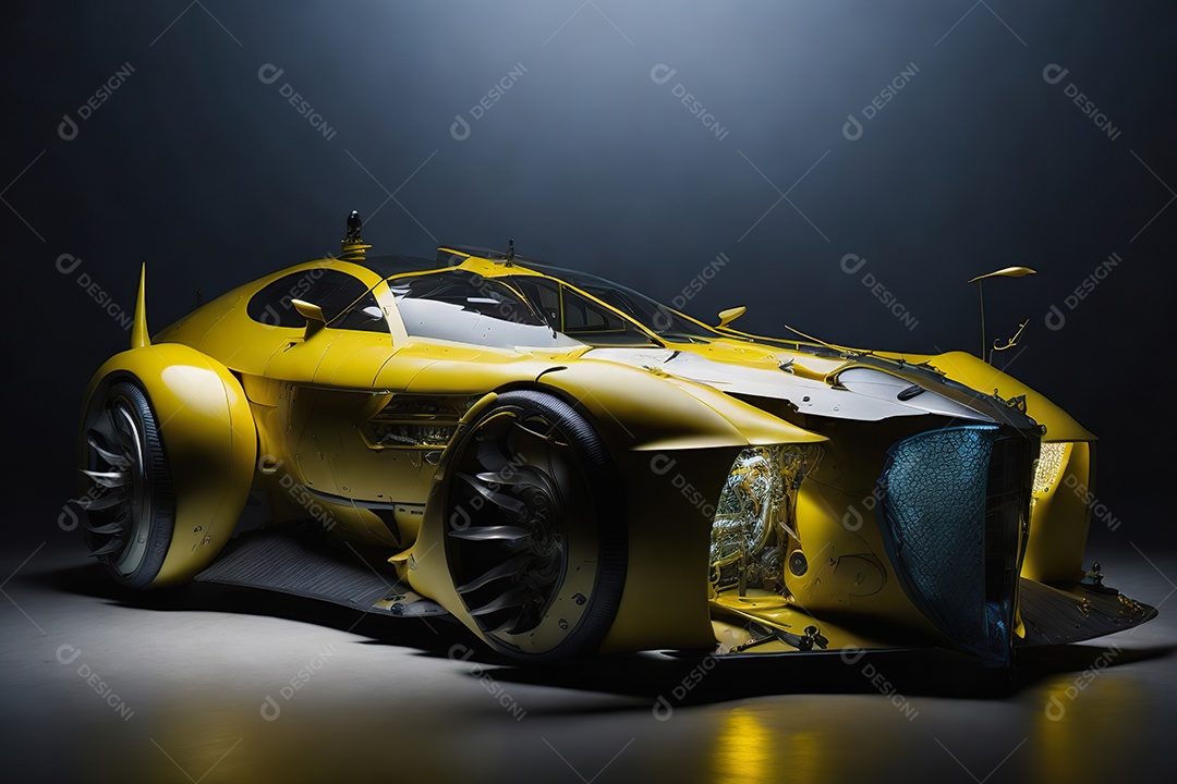 Grande plano de uma biomecânica mínima amarelo