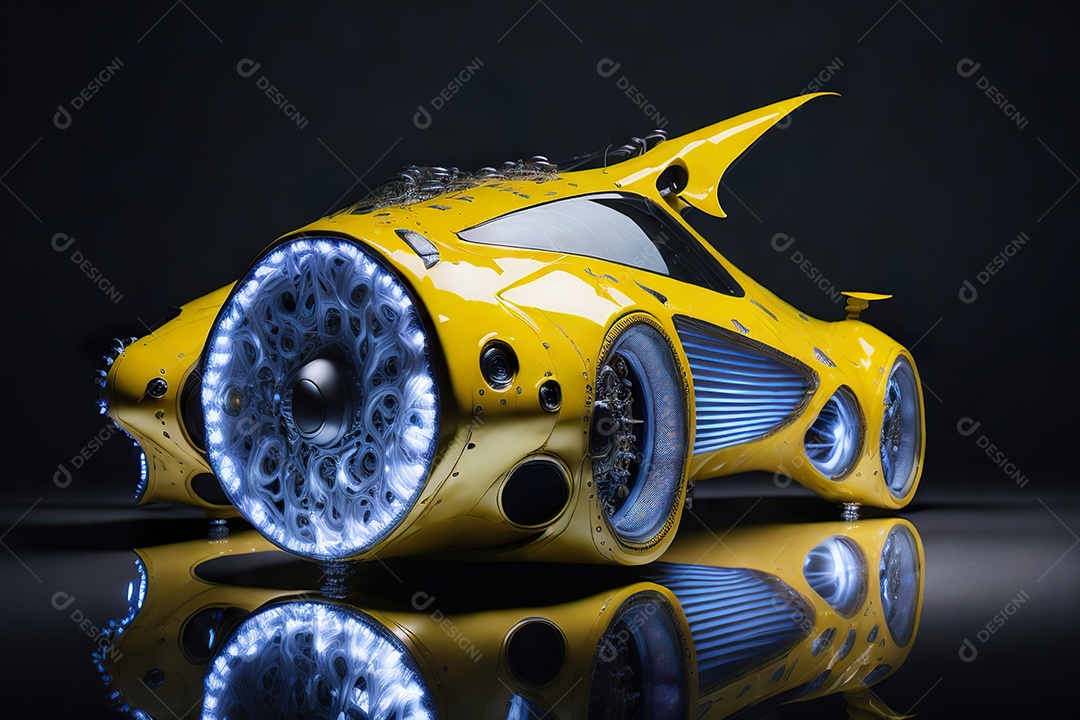 Grande plano de uma biomecânica mínima amarelo