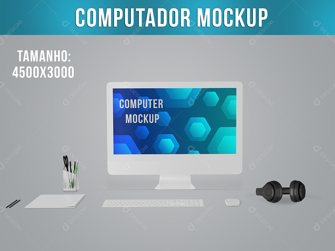 Mockup Computador Branco PSD Editável