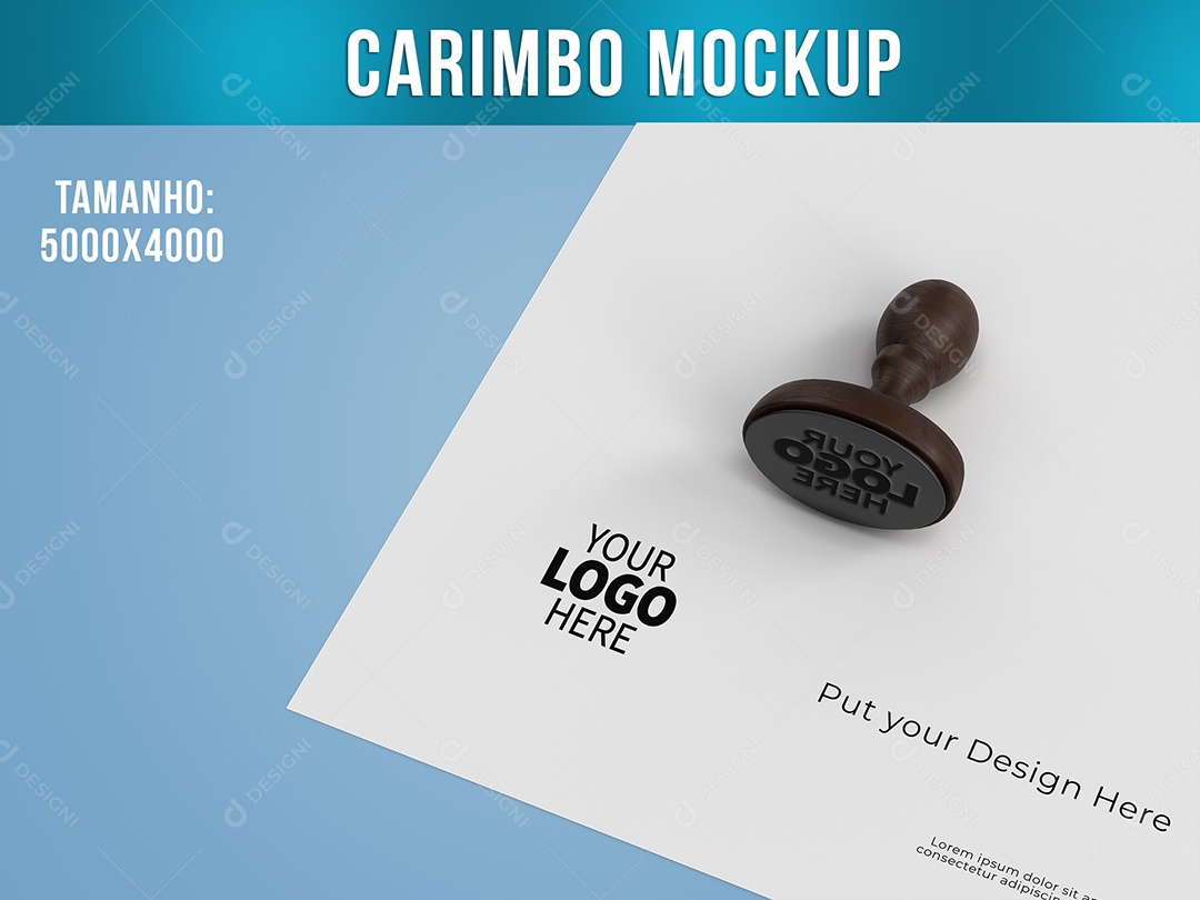 Carimbo Folha Papeis PSD Editável Mockup