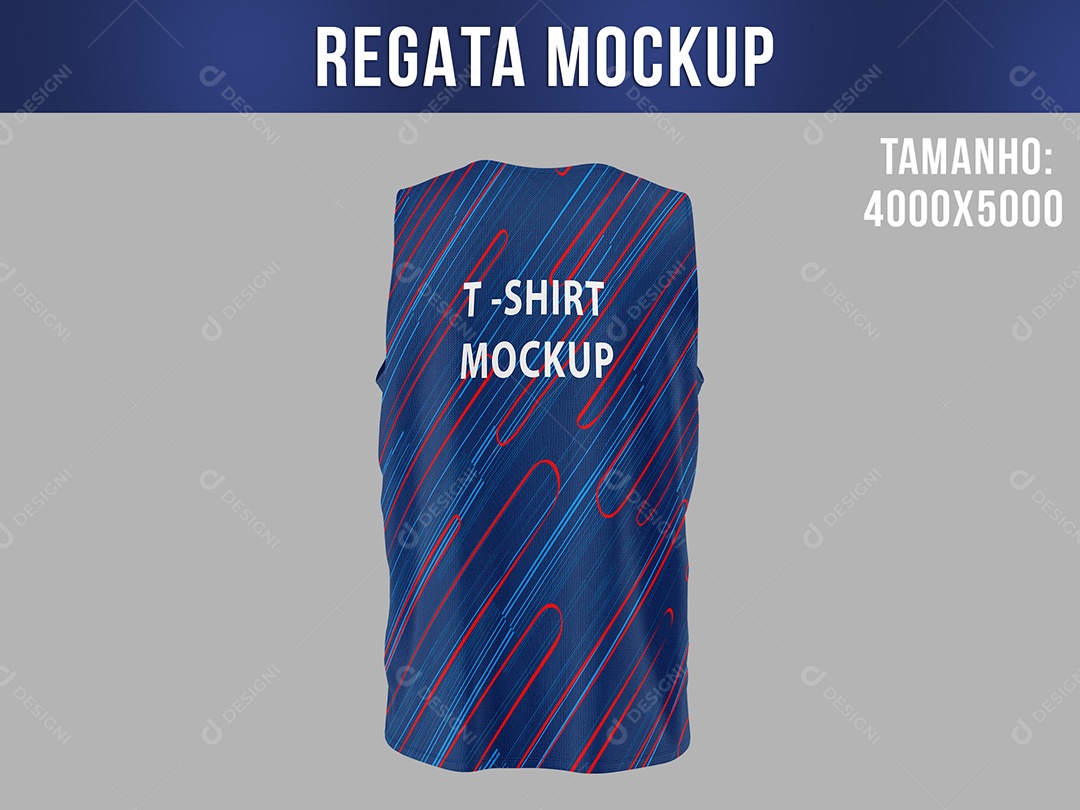 Camiseta Pra Treino Azul Com Vermelho PSD Editável Mockup