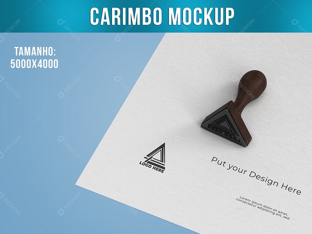 Carimbo Preto Folha Branca PSD Editável Mockup