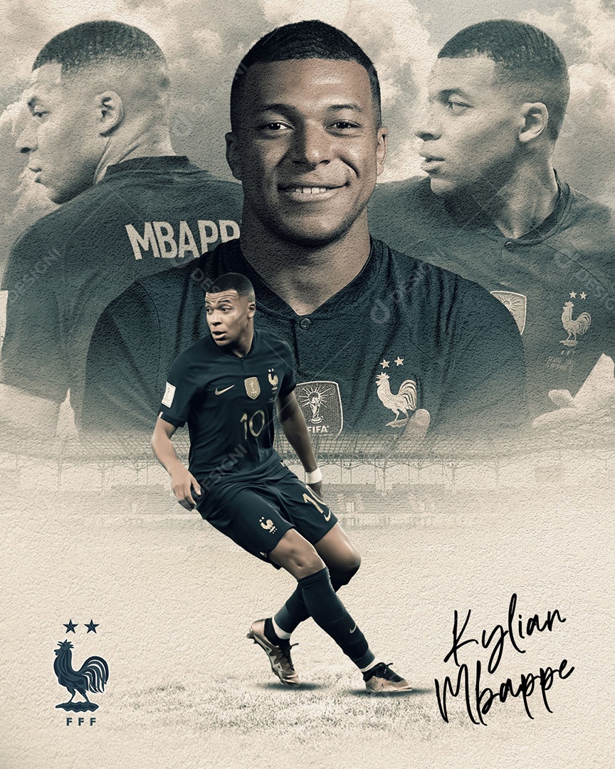 Social Media Futebol Jogador Kylian Mbappe PSD Editável