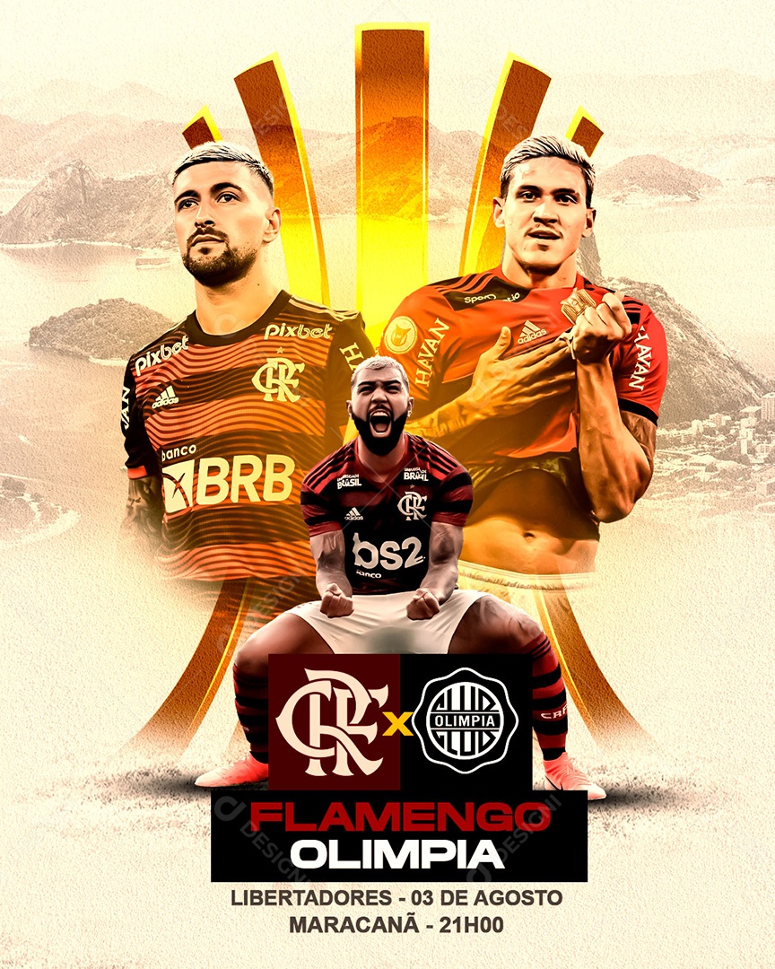 Social Media Flamengo X Olimpia Libertadores PSD Editável