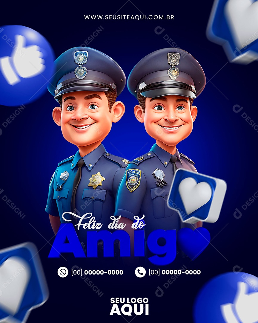 Feliz Dia Do Amigo Policial Social Media PSD Editável