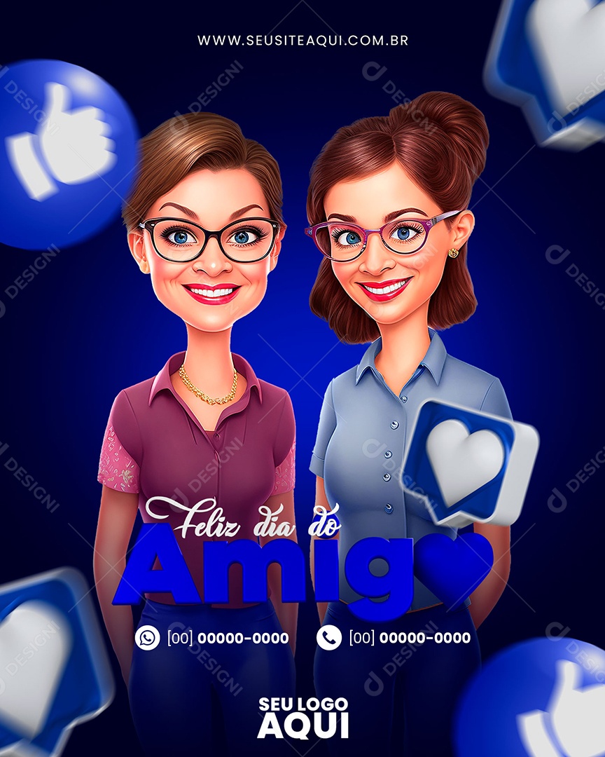 Feliz Dia Do Amigo Azul Social Media PSD Editável