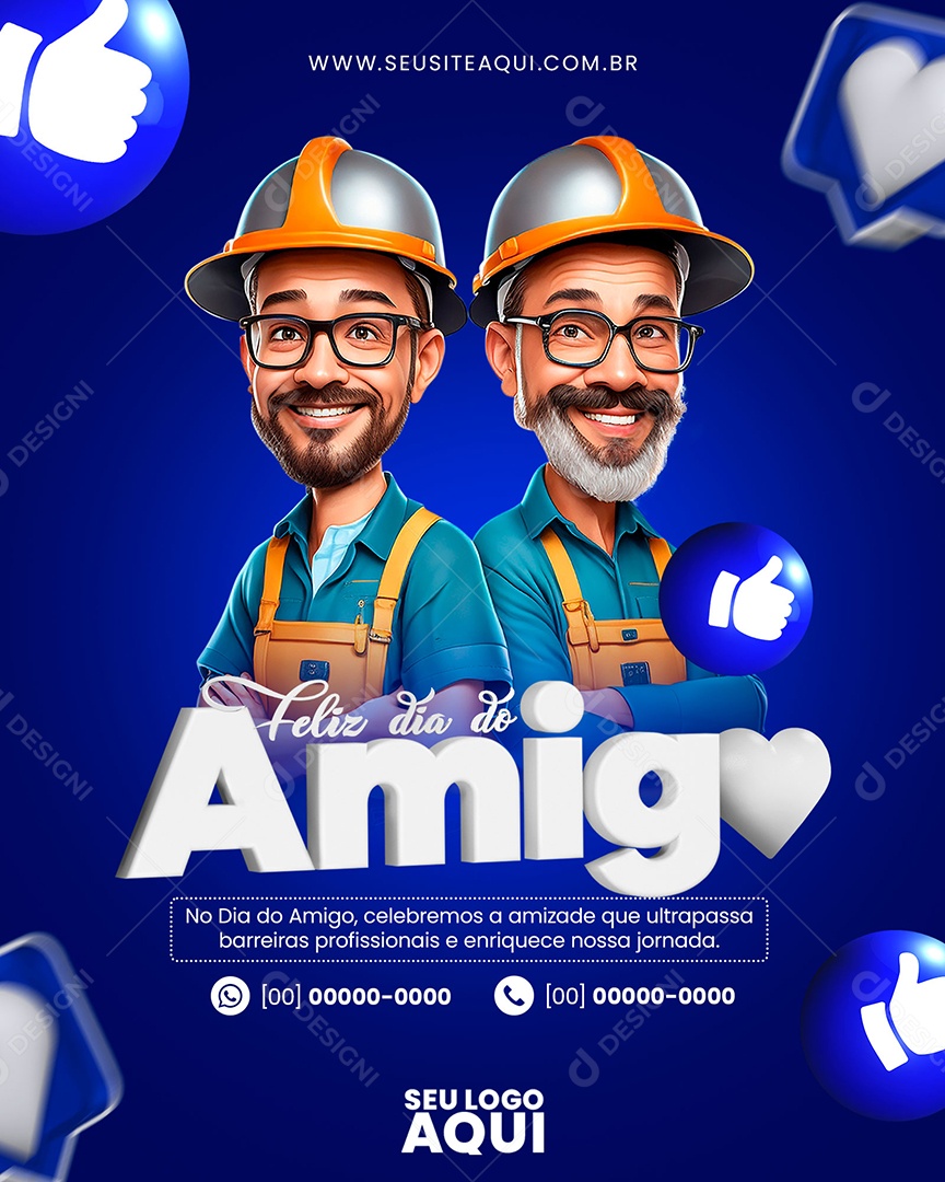 Social Media Feliz Dia Do Amigo Construtor Celebramos a Amizade PSD Editável