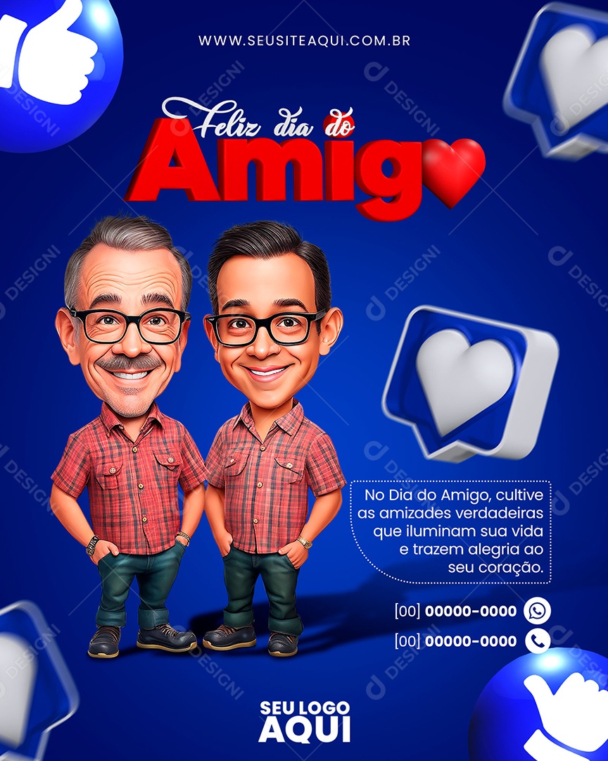 Feliz Dia Do Amigo Vermelho Trazem Alegria Social Media PSD Editável