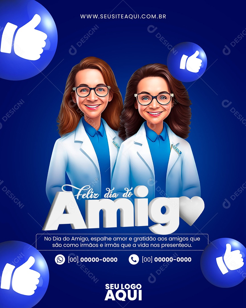 Feliz Dia Do Amigo Como Irmão e Irmãs Social Media PSD Editável