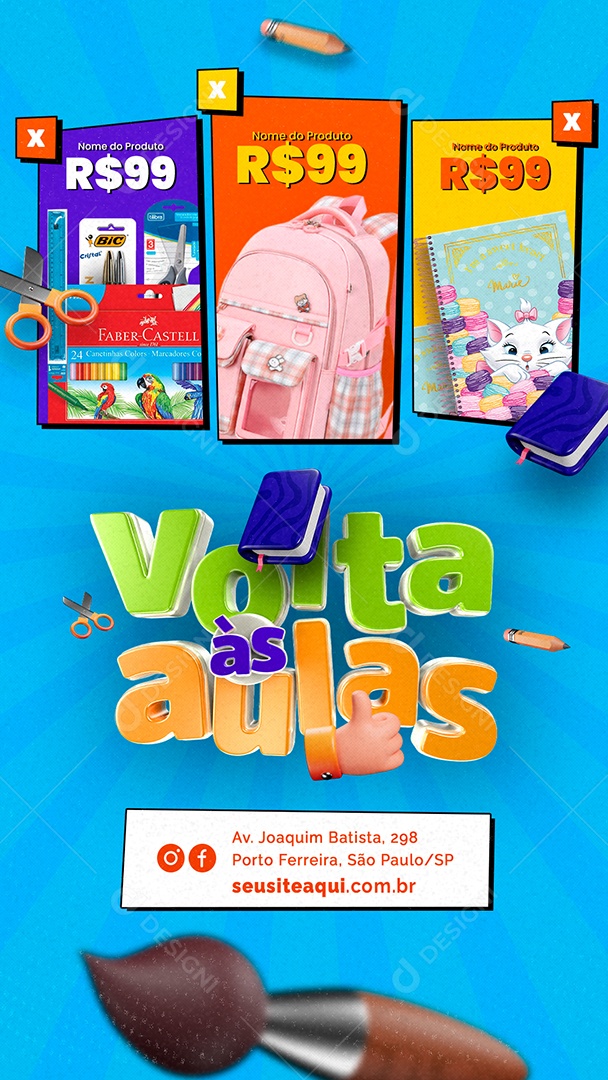 Story Campanha Publicitária Volta às Aulas Social Media PSD Editável