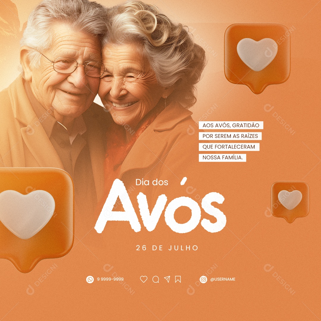 Dia Dos Avós 26 De Julho Social Media PSD Editável