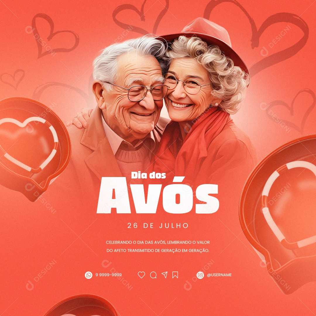 Dia Dos Avós Lembrando O Valor Do Afeto Social Media PSD Editável