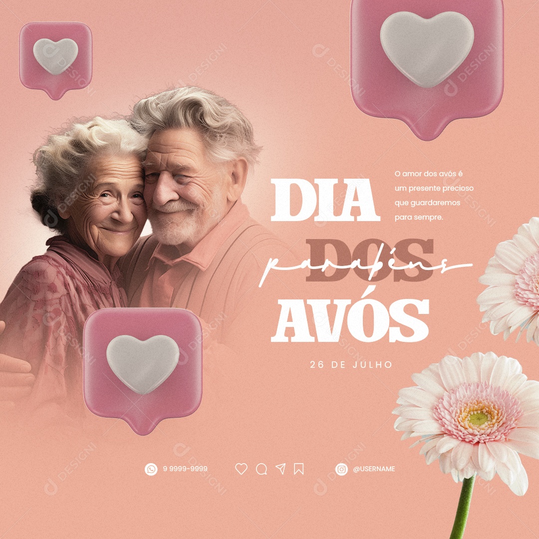 Dia Dos Avós O Amor Dos Avós é Um Presente Social Media PSD Editável