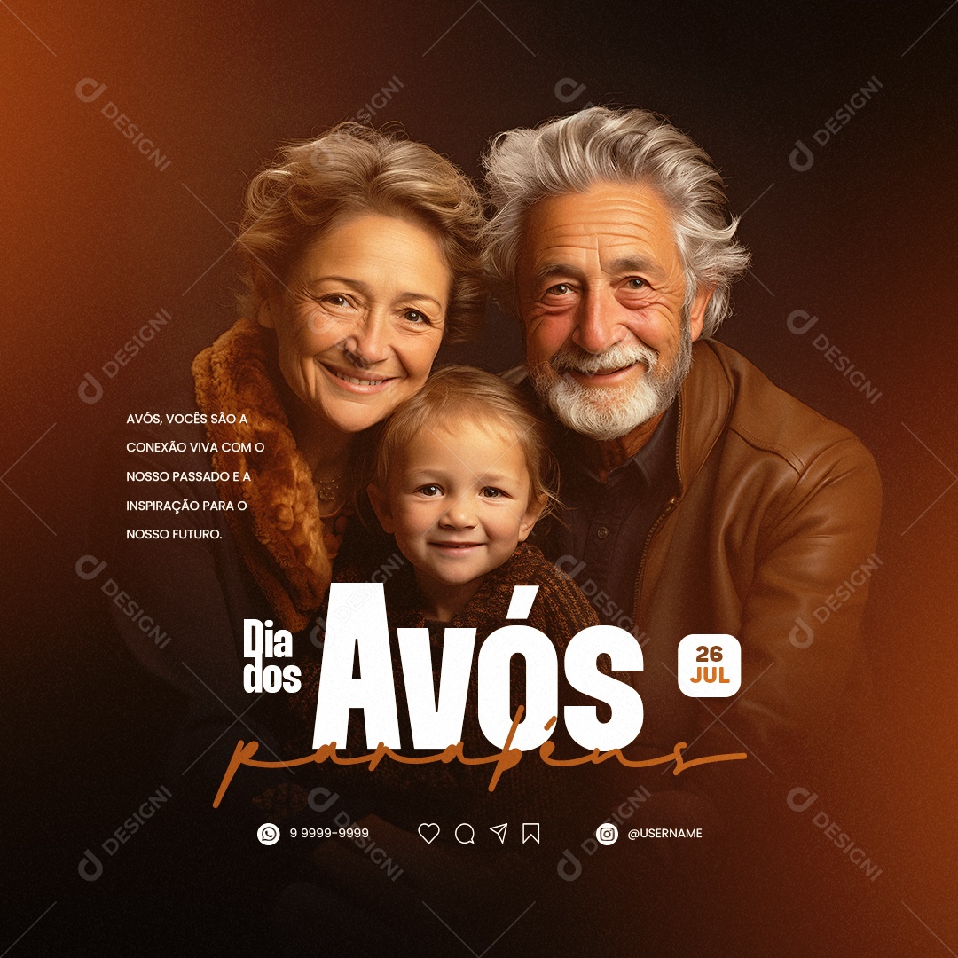 Dia Dos Avós Vocês São A Conexão Social Media PSD Editável