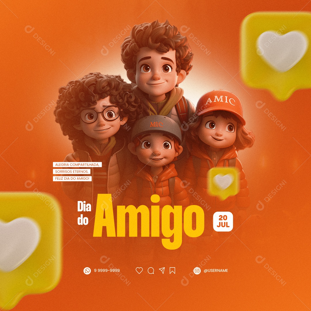 Dia Do Amigo Alegria Compartilhada Social Media PSD Editável
