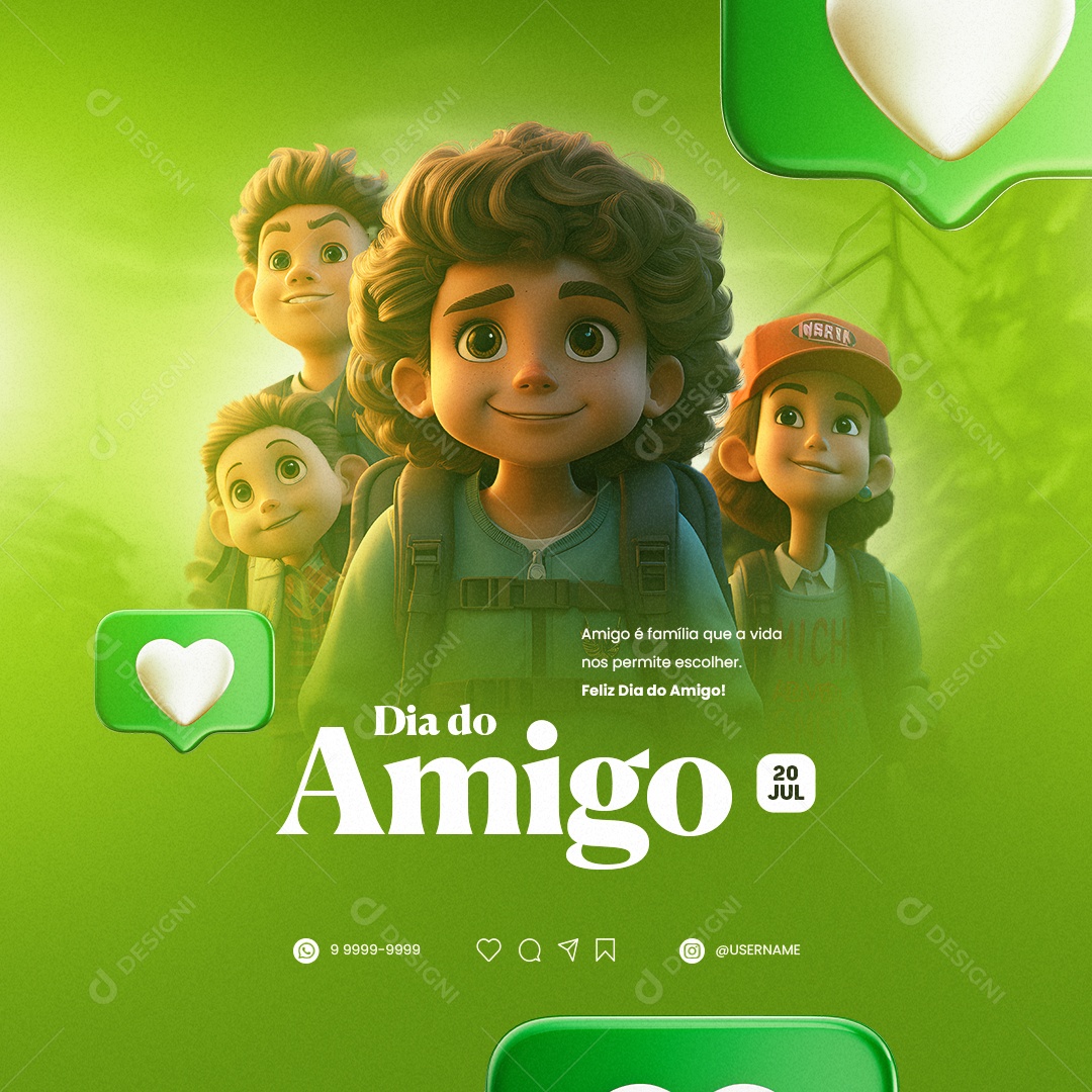 Dia Do Amigo é Família Que A Vida Nos Permite Social Media PSD Editável