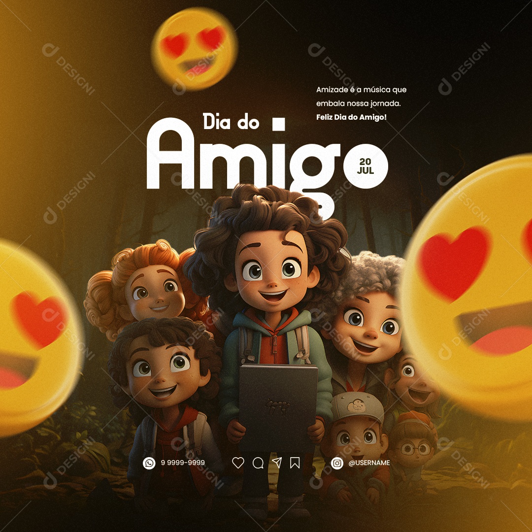 Feliz Dia Do Amigo 20 De Julho Social Media PSD Editável