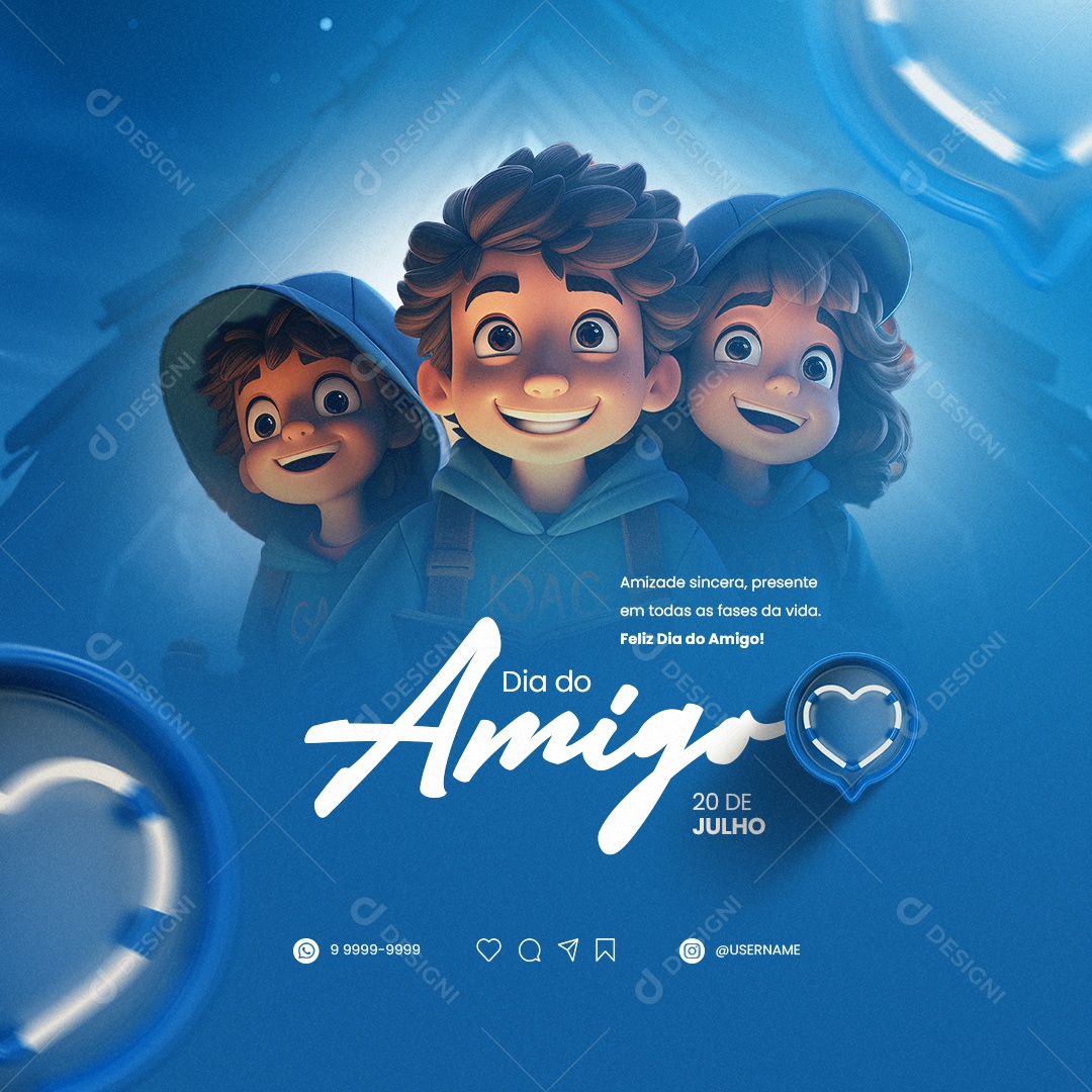 Dia Do Amigo 20 De Julho Amizade Sincera Social Media PSD Editável